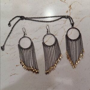 Park Lane Black and Gold Chain Earrings